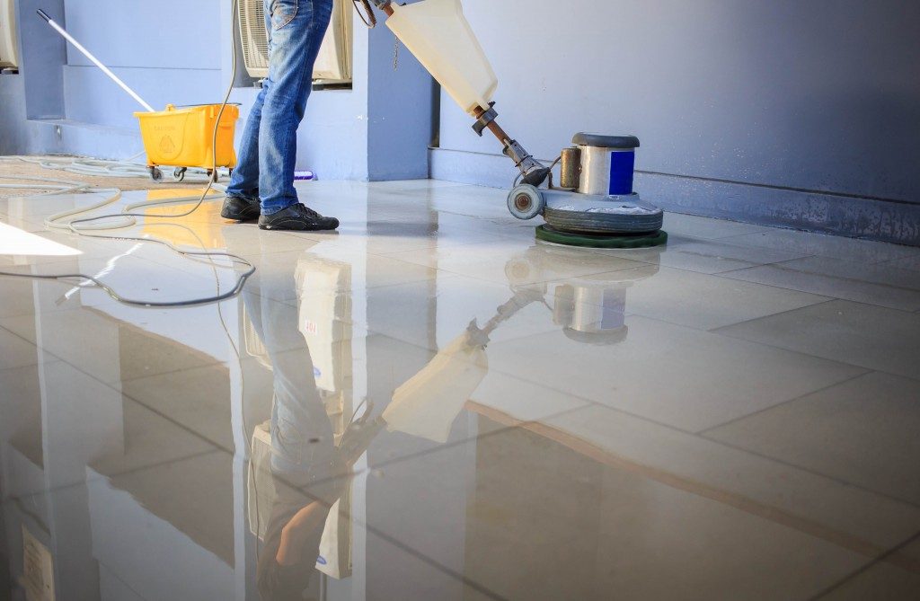 Man cleaning floor