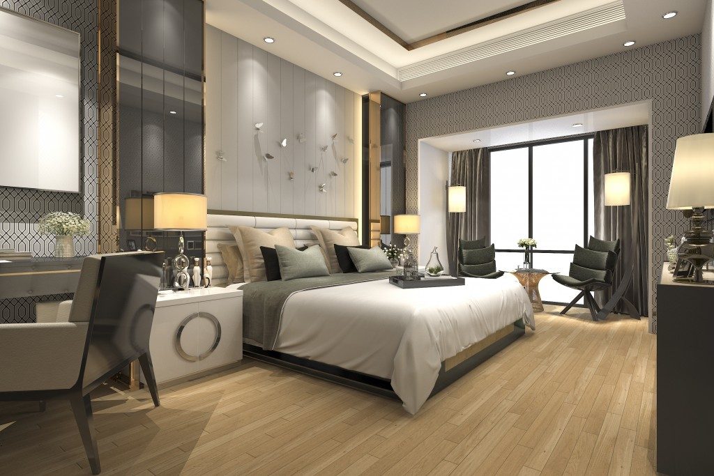 modern gray bedroom