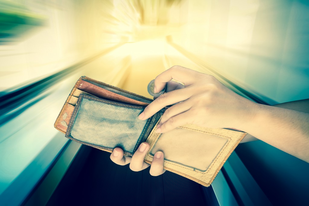 person checking wallet