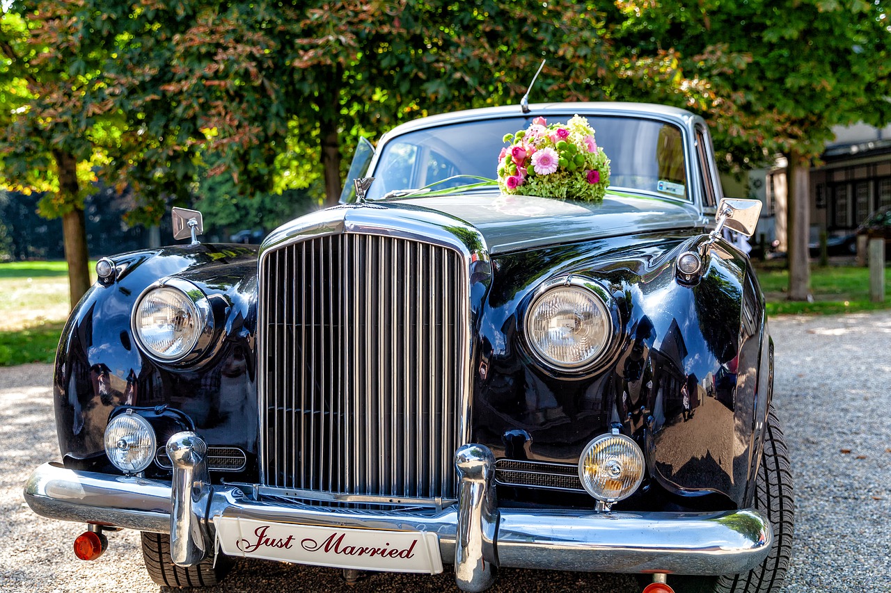 black bridal car