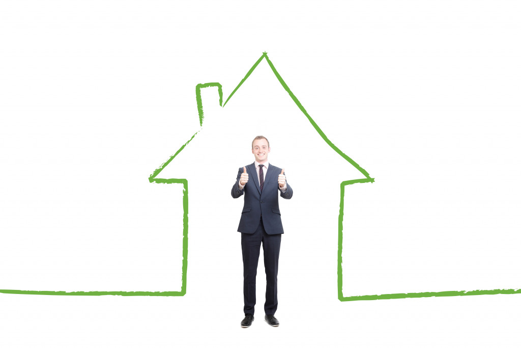 a person inside a house illustration