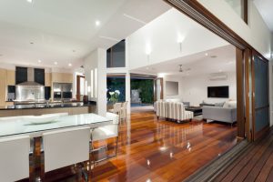 a luxury home interior with glass and modern fixtures